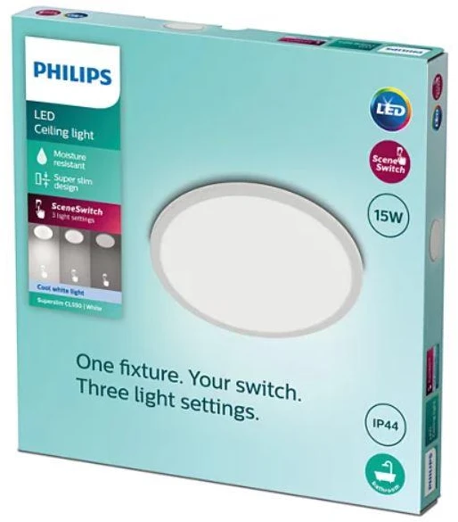 Lubinis šviestuvas Šviestuvas plafonas Philips Slim 15 W, LED, 4000 °K