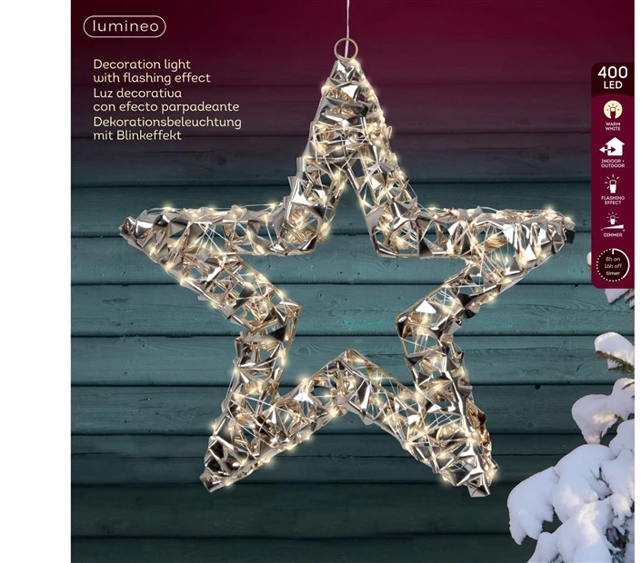 Lumineo Decoration "Star". 490409. D38 cm. auksinis
