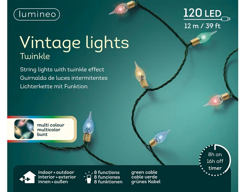 Lumineo Light String Vintage. 11.9 m 493271 var. colors. 120 LED