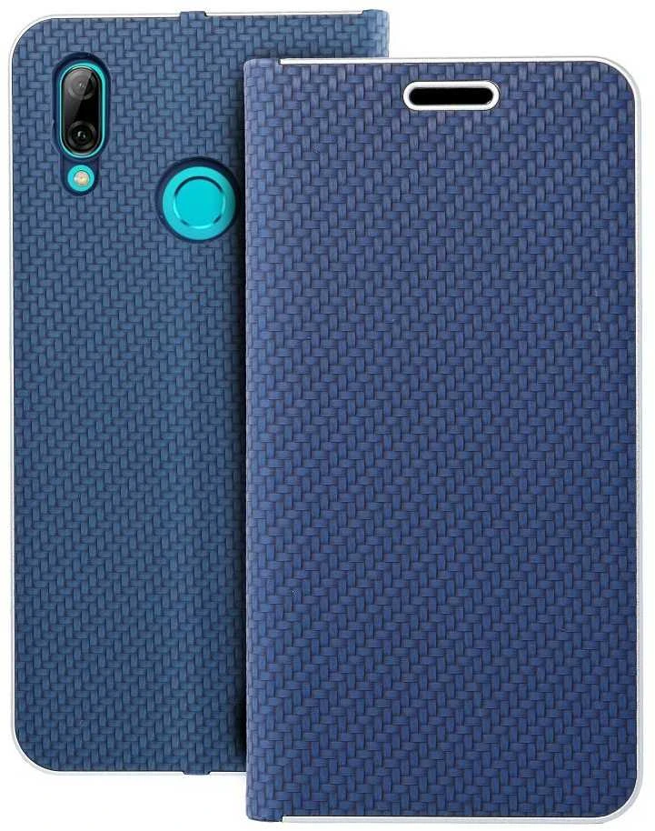Forcell OEM atverčiamas dėklas Huawei P Smart 2019 Luna Book Carbon mėlynas