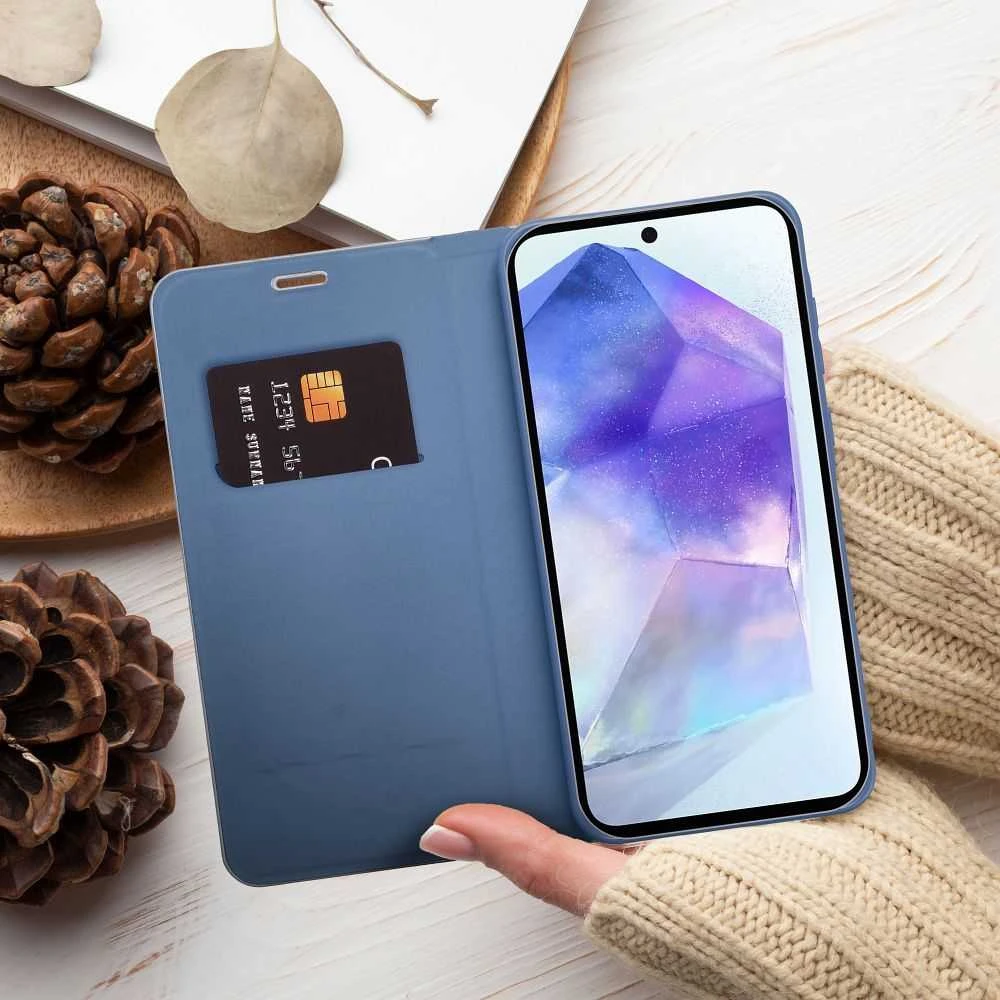 Forcell OEM atverčiamas dėklas Huawei P30 LITE Luna Book Carbon mėlynas