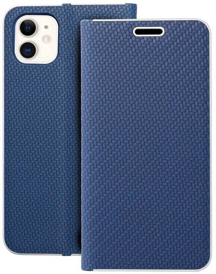 OEM atverčiamas dėklas iPhone 11 Luna Book Carbon mėlynas