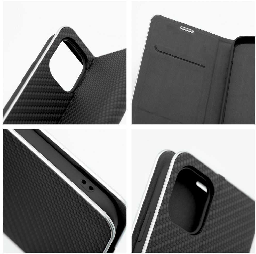 Forcell OEM atverčiamas dėklas iPhone 13 Luna Book Carbon juodas