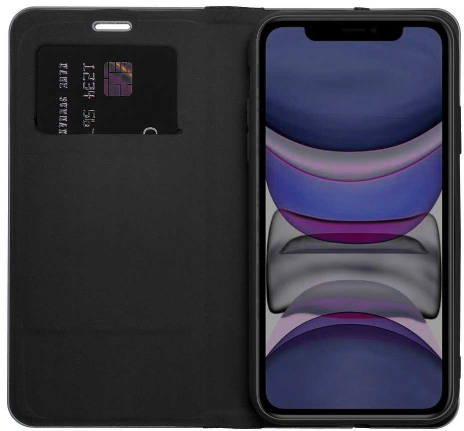 OEM atverčiamas dėklas iPhone 16 Luna Book Carbon juodas