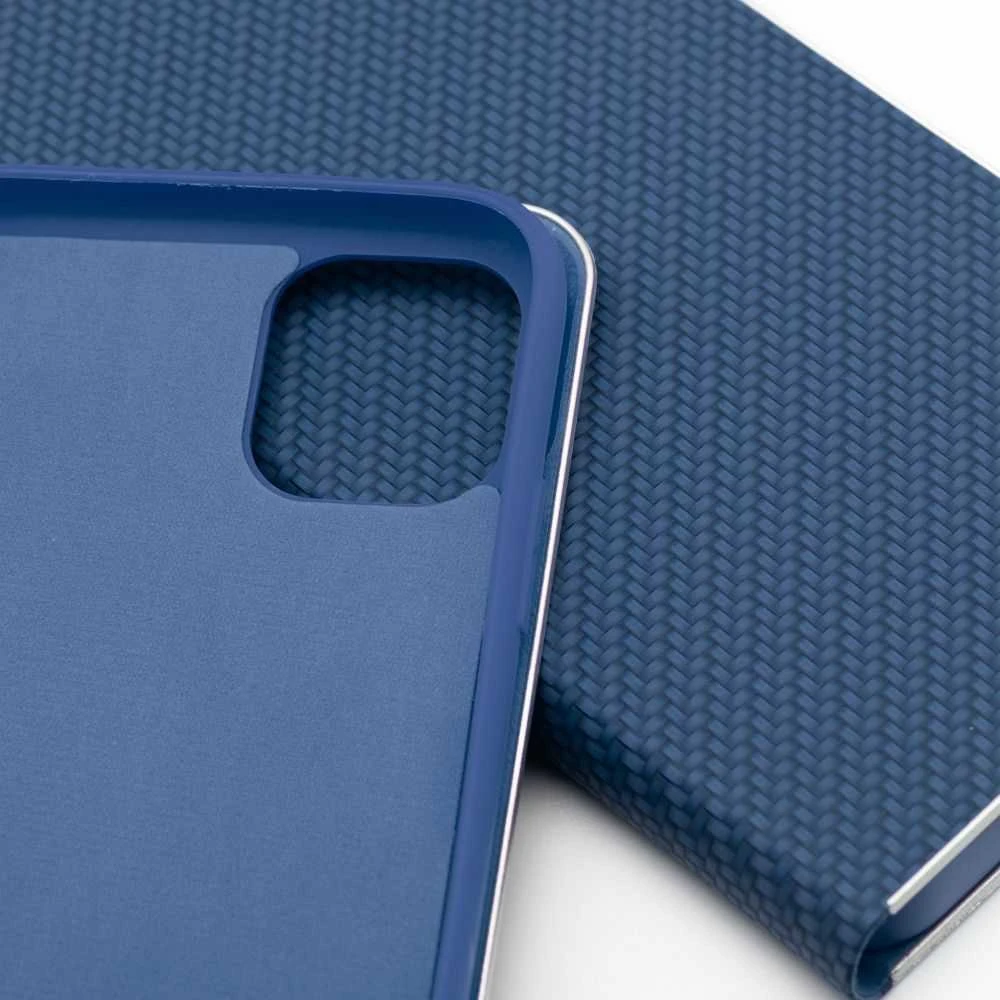 OEM atverčiamas dėklas iPhone 17 AIR Luna Book Carbon mėlynas