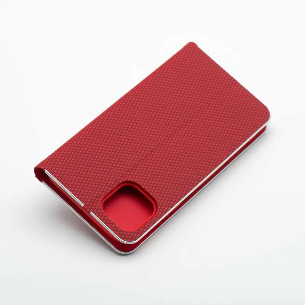 OEM atverčiamas dėklas, skirtas iPhone 17 AIR Luna Book, anglies pluošto, raudonas