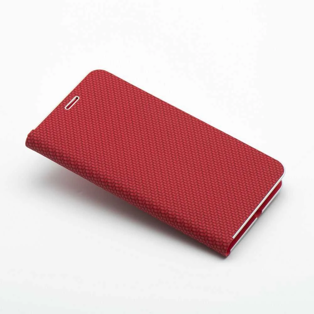 OEM atverčiamas dėklas, skirtas iPhone 17 AIR Luna Book, anglies pluošto, raudonas