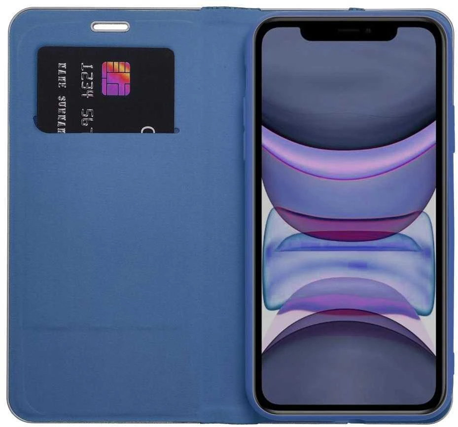 OEM atverčiamas dėklas iPhone 17 / 18 Luna Book Carbon mėlynas