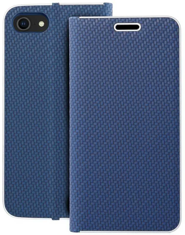 OEM atverčiamas dėklas iPhone 7 / 8 / SE 2020 / SE 2022 Luna Book Carbon mėlynas
