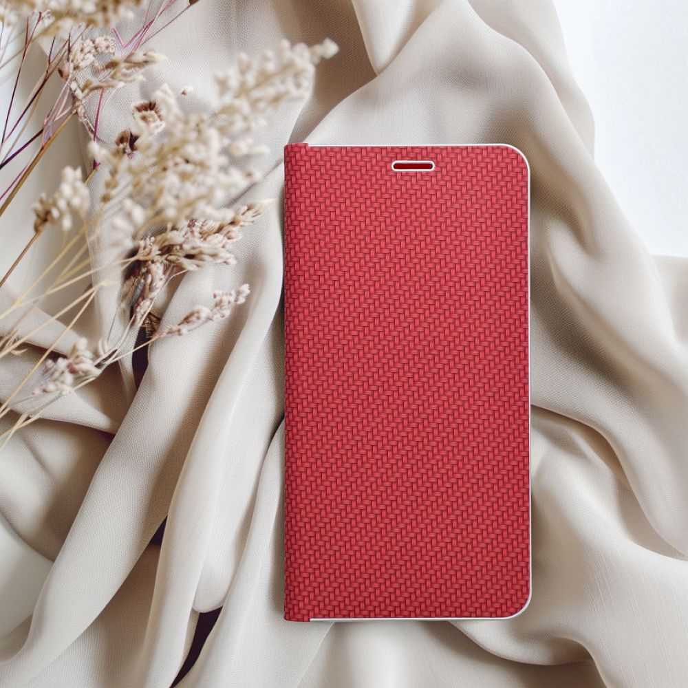 Dėklas Oem Flip case for iPhone 16 Luna Book Carbon red