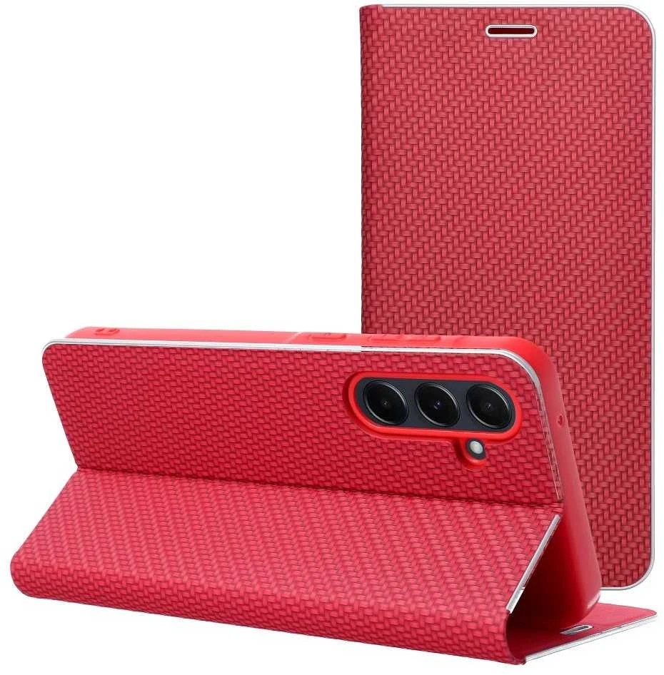 OEM atverčiamas dėklas Huawei P30 LITE Luna Book anglies raudonumo spalvos
