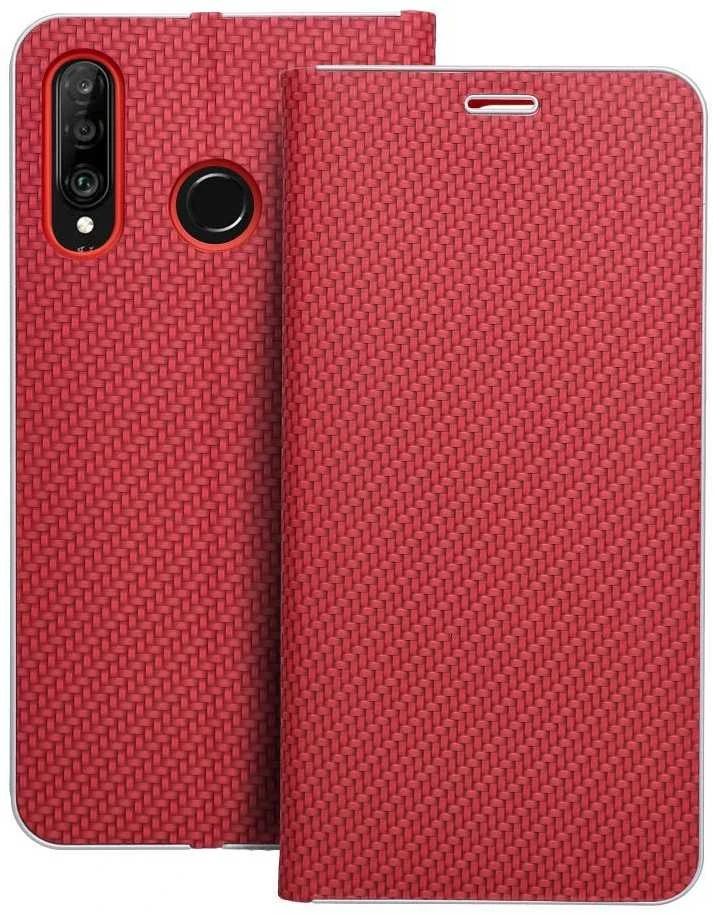 OEM atverčiamas dėklas Huawei P30 LITE Luna Book anglies raudonumo spalvos