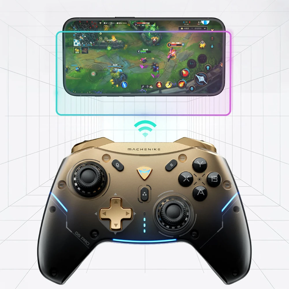 Machenike G5Pro Flagship Wireless Game Controller with Gyro Charging Station and Button Mapping - Juodas and Gold