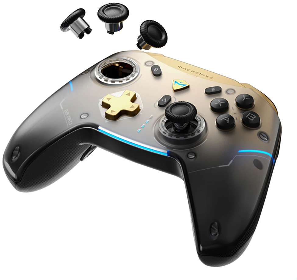 Machenike G5Pro Flagship Wireless Game Controller with Gyroscope and Button Mapping - Juodas and Gold