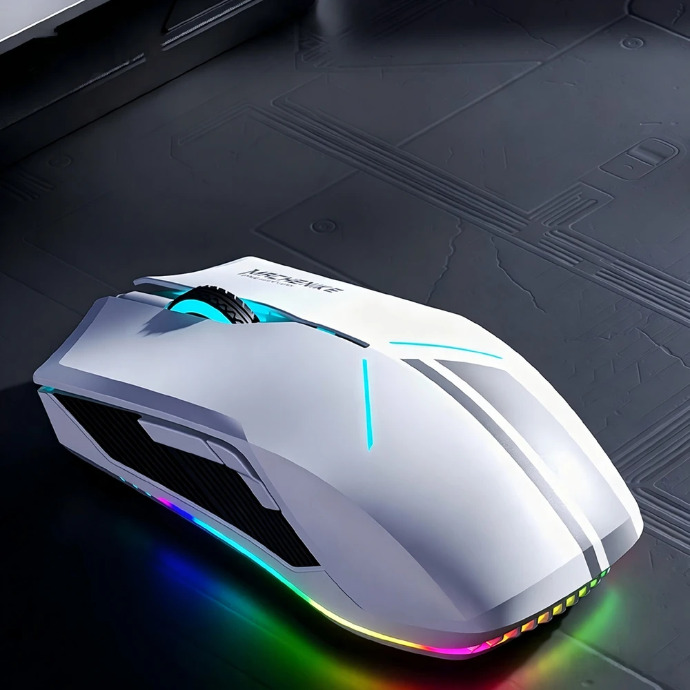 Machenike M721 Belaidė pelė žaidimams 10000 DPI with RGB pašvietimas - Baltas