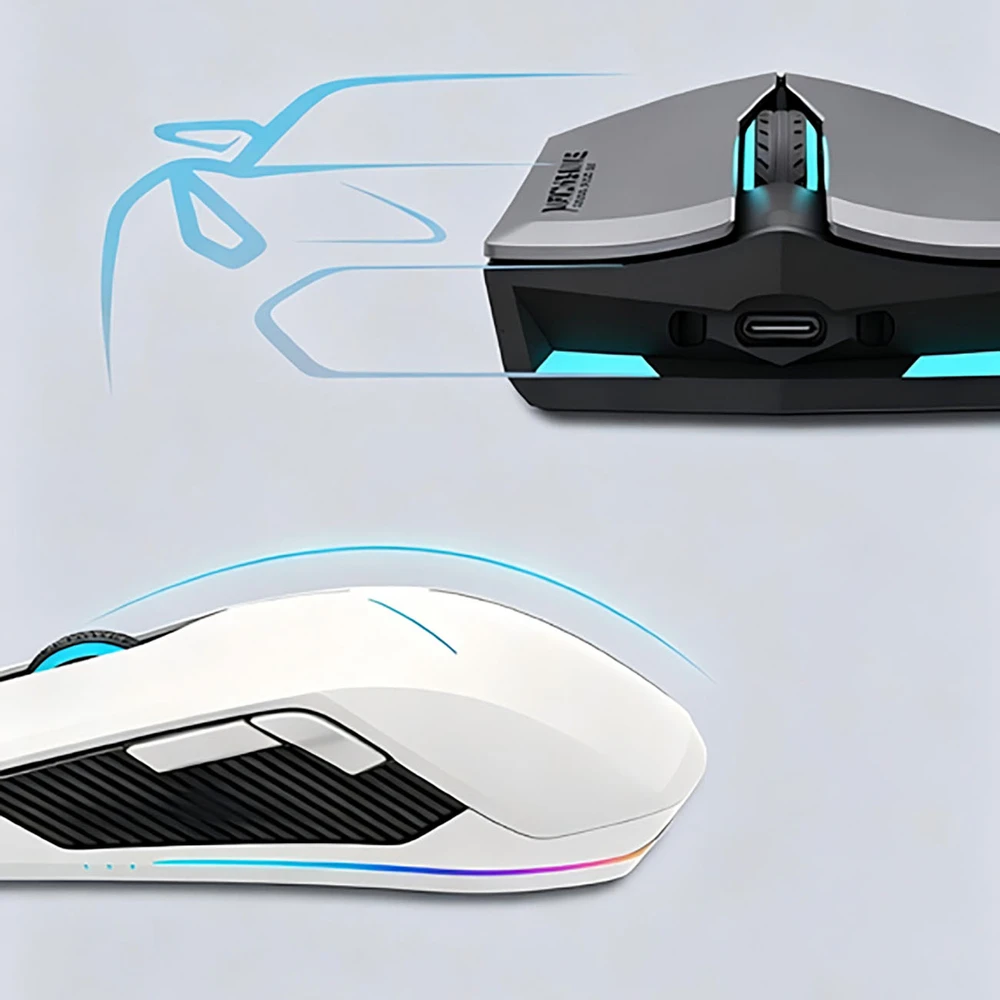 Machenike M721 Belaidė pelė žaidimams 10000 DPI with RGB pašvietimas - Baltas