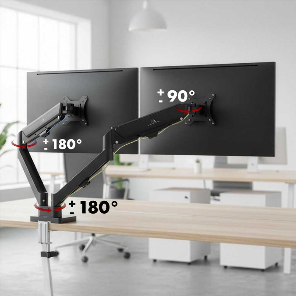 Laikiklis Maclean 2 monitorius mount, gas spring, 17"-32", 2-10kg, juodas, MC-134