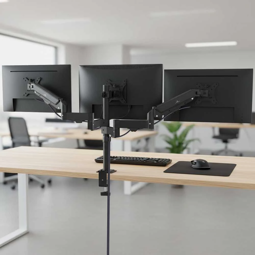 Laikiklis Maclean 3 monitorius mount, gas spring, 17"-27", 2-8kg, juodas, MC-137