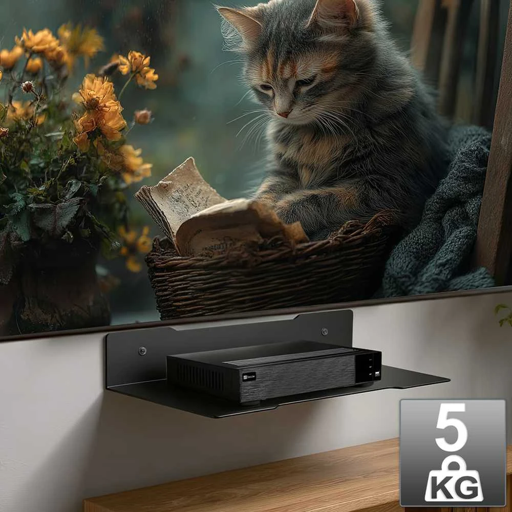 Laikiklis „Maclean“ dekoderio sieninė lentyna, viengulė, maks. 5kg, plienas, MC-122