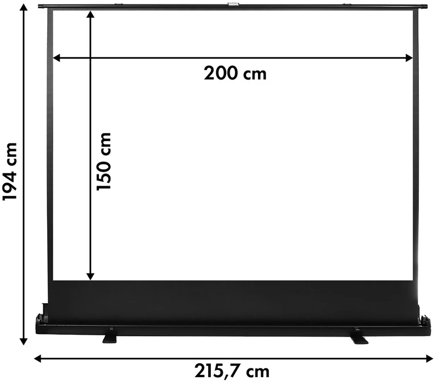 „Maclean MC-211“ nešiojamas projektoriaus ekranas, kompaktiškas, pastatomas ant grindų, 100 colių, 4:3 formato