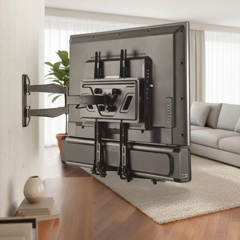 Laikiklis Maclean MC-914 Universal Soundbar Mount garsiakalbio laikiklio tvirtinimas prie televizoriaus iki 15 kg VESA, taupantis erdvę