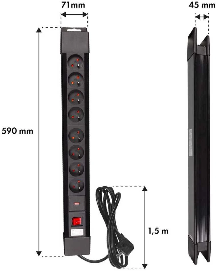 MACLEAN MCE11 Maclean MCE11 Power Strip 8 lizdas su jungikliu