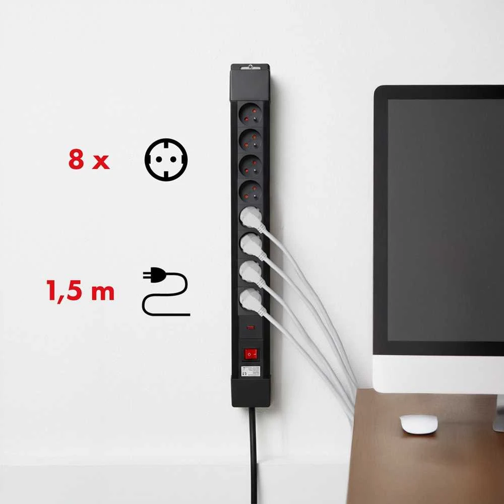 MACLEAN MCE11 Maclean MCE11 Power Strip 8 lizdas su jungikliu