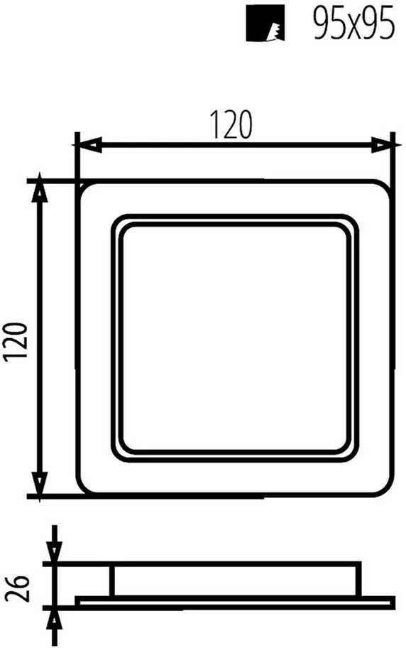 Maclean MCE373S LED lubų skydelis įleidžiamas SLIM 9W Neutral Baltas 4000K 120x120x26mm 900lm