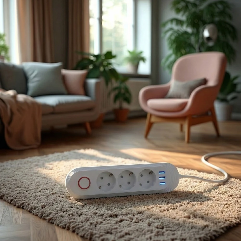 „Maclean“ maitinimo jungtis, 3 lizdų prailgintuvas + 3xUSB, 110-240V AC 50/60Hz, 2.1A max 2500W, 1.5m, baltas, MCE394 W