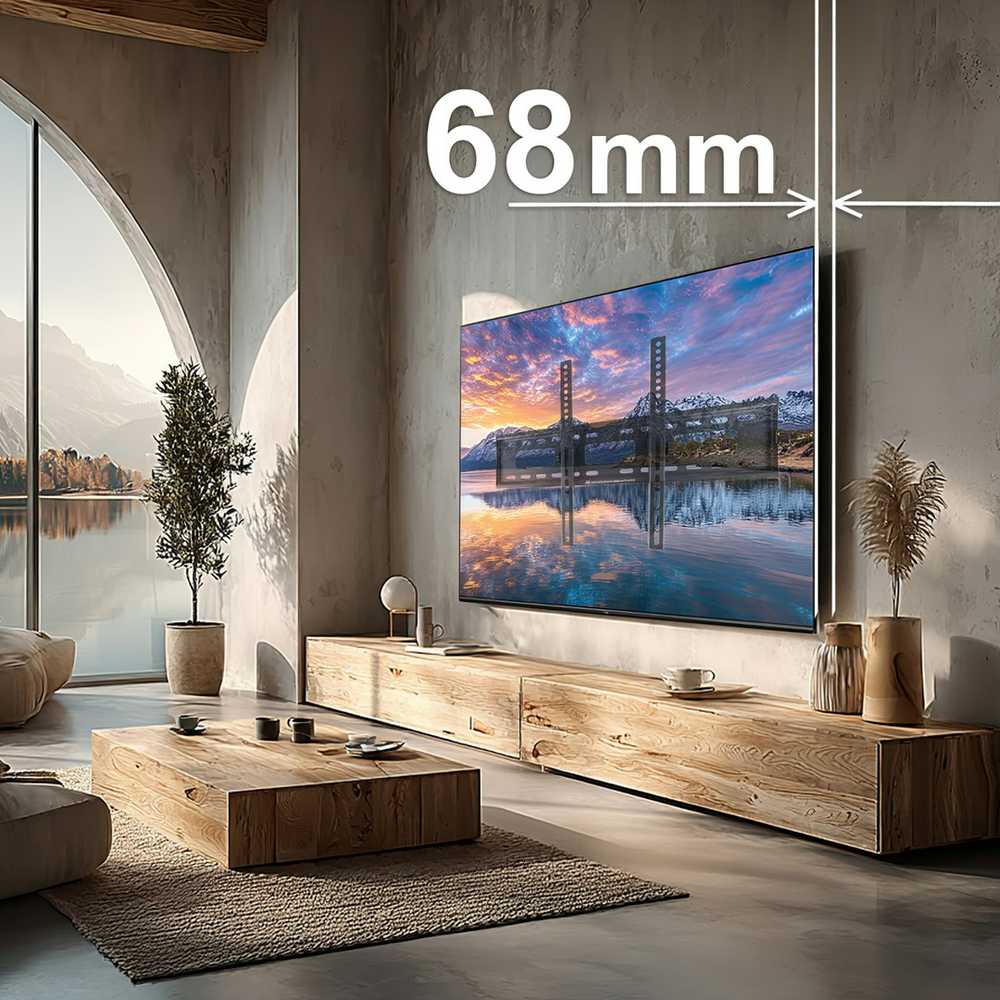 Maclean TV MC-421 sieninis laikiklis 32"-90" VESA 600x400 80kg pakreiptas universalus reguliuojamas gulsčiukas priedai Plokščias plonas