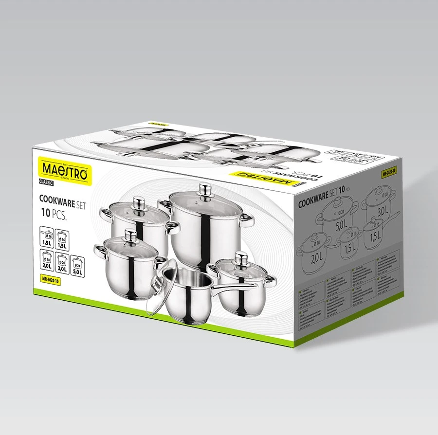 Maestro MR-2020-10 10 elementų puodų rinkinys