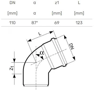 Lauko kanalizacijos alkūnė Magnaplast, Ø 110 mm, 87°