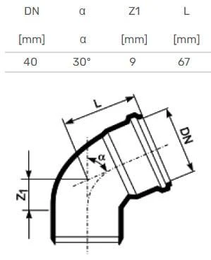 Magnaplast Elbow internal D40x30 PP
