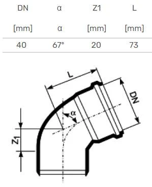 Magnaplast Elbow internal D40x67 PP