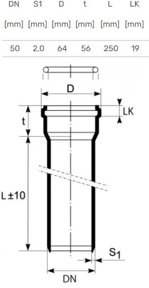 Magnaplast Vidaus kanalizacijos vamzdis Ultra dB, Ø 50 mm, 0,25 m