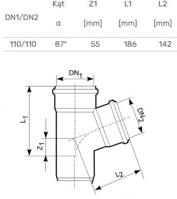 Lauko kanalizacijos trišakis Magnaplast, Ø 110 / 110 mm, 87°
