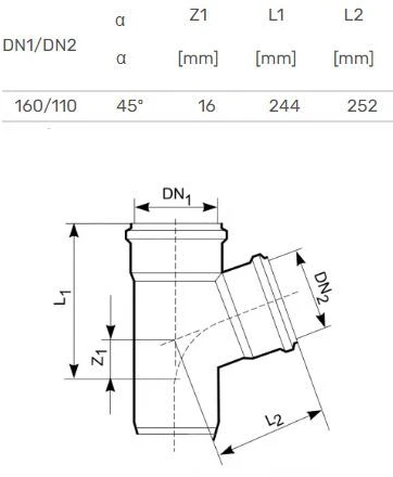 Lauko kanalizacijos trišakis Magnaplast, Ø 110/160 mm, 45°