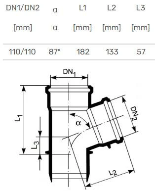 Magnaplast Vidaus kanalizacijos trišakis Ultra dB, Ø 110 / 110 mm, 87°