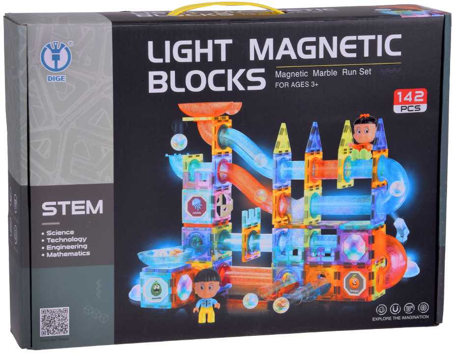 Jokomisiada Magnetiniai blokai 142 vienetai ZA5238 šviečiantys magnetiniai blokai