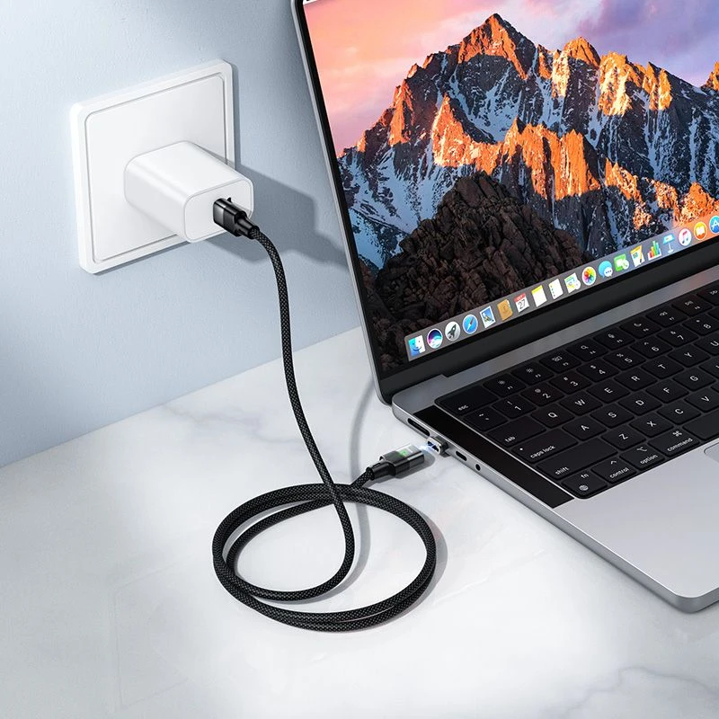Magnetic Cable USB C to USB C Hoco QC3.0 PD 5A 240W 1,2 m U159 juodas