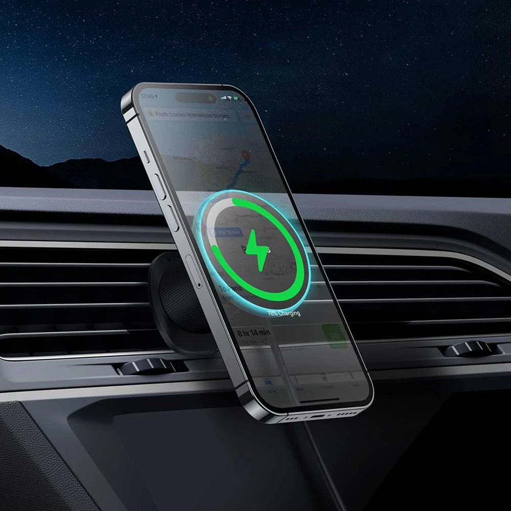 Magnetinis automobilinio telefono laikiklis Baseus su belaidžiu įkrovimu CW01 (juodas)