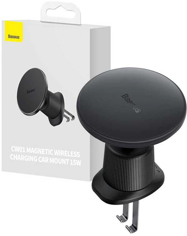 Magnetinis automobilinio telefono laikiklis Baseus su belaidžiu įkrovimu CW01 (juodas)