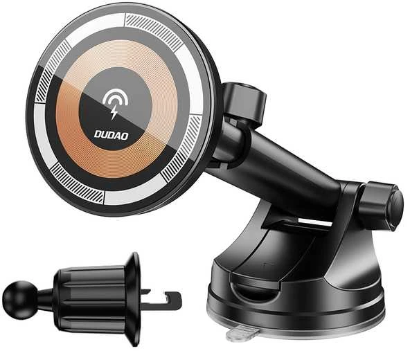 Magnetinis automobilinis laikiklis Dudao F12MAX+ su Qi indukciniu įkrovikliu, 15W (juodas)