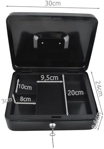 Malatec ISO TRADE Metalinis pinigų dėžutė Juoda Lockable 30x24x9cm