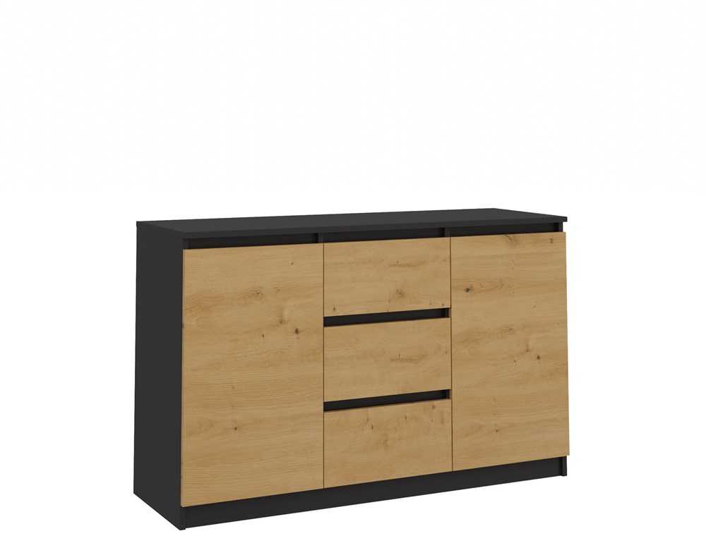 Top E Shop Baldų Komoda - 2D3S 120x30x75 Cm, Antracito/Artisano Spalvos