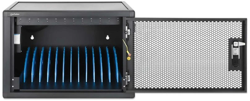 Manhattan Nešiojamas kompiuteris Charging Cabinet Desktop (or trolley) via USB-C 65W 16" 12-bay, Suitable for USB-C laptops (to 16"), iPads, MacBooks, Chromebooks, other USB-C devices, Bays 395x32.5x290mm, USB-C charging cables included,Cart, UK & EU
