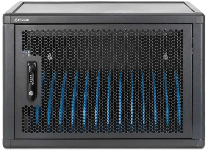 Manhattan Nešiojamas kompiuteris Charging Cabinet Desktop (or trolley) via USB-C 65W 16" 12-bay, Suitable for USB-C laptops (to 16"), iPads, MacBooks, Chromebooks, other USB-C devices, Bays 395x32.5x290mm, USB-C charging cables included,Cart, UK & EU