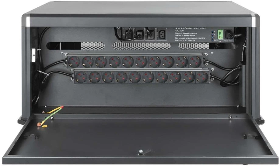 Manhattan Nešiojamas kompiuteris Charging Cabinet Desktop via AC Adapteris (EU) 20-bay, Install device's AC Adapteris (power cables) into unit, Suitable for ALL laptops (to 16"), iPads, MacBooks, Chromebooks, other portable devices, Bays 380x30x280mm, Cart, Lockable