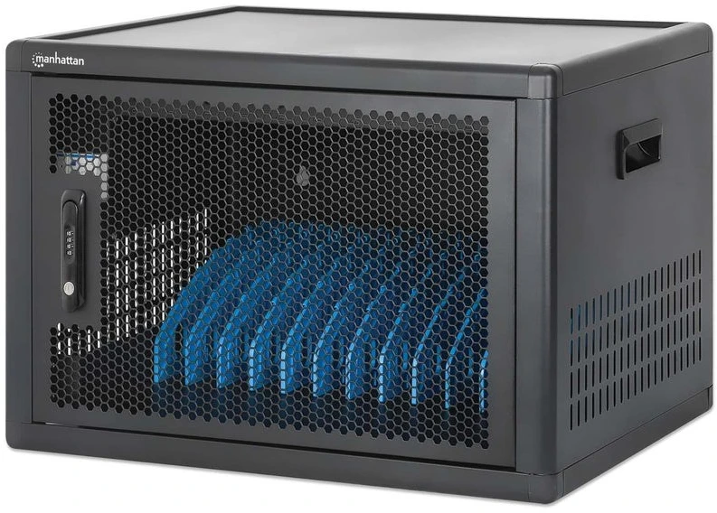 Manhattan Nešiojamas kompiuteris Charging Cabinet Desktop (or trolley) via USB-C 65W 16" 12-bay, Suitable for USB-C laptops (to 16"), iPads, MacBooks, Chromebooks, other USB-C devices, Bays 395x32.5x290mm, USB-C charging cables included,Cart, UK & EU