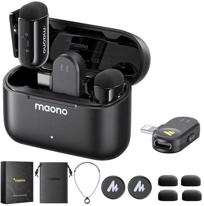 maono Wave T1 Mini Wireless Belaidis Mikrofonas | Juodas